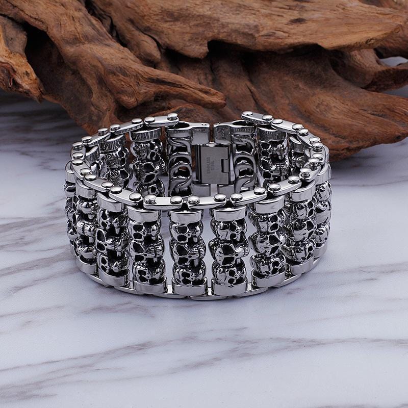 Bracelet Homme Tête De Mort Acier - Mon Bracelet Homme