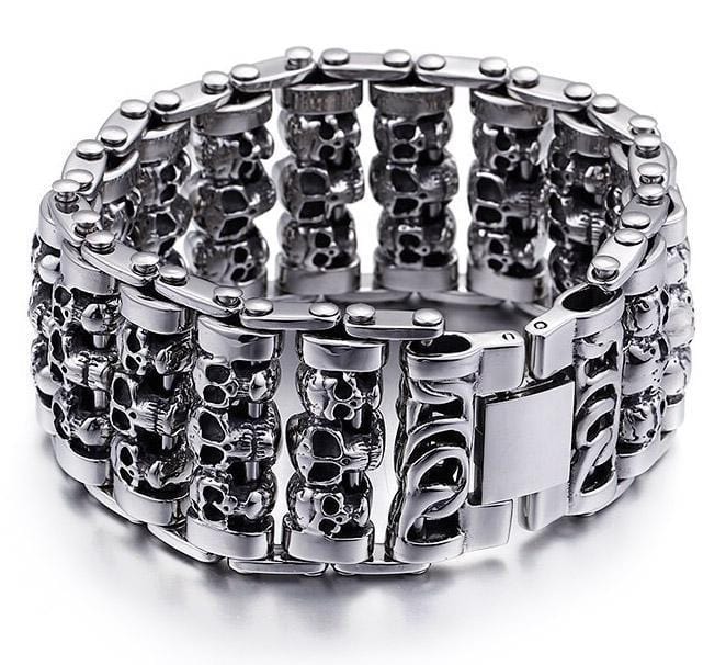 Bracelet Homme Tête De Mort Acier - Mon Bracelet Homme