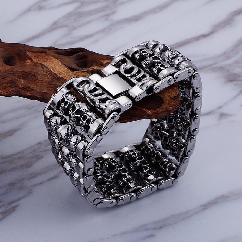Bracelet Homme Tête De Mort Acier - Mon Bracelet Homme