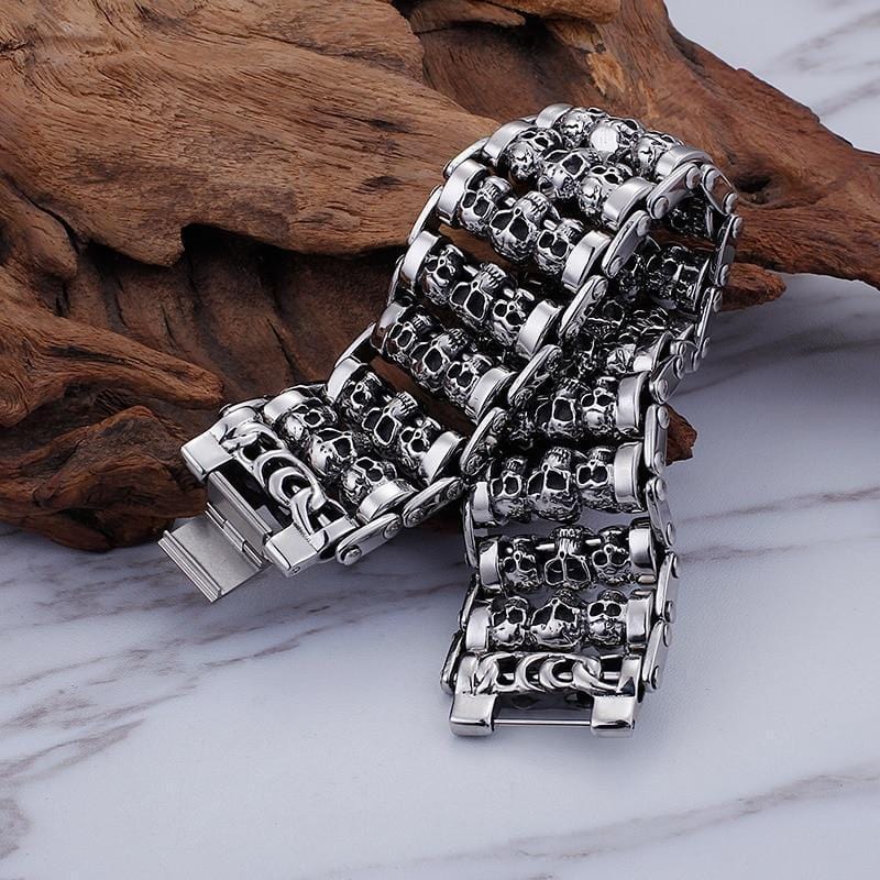 Bracelet Homme Tête De Mort Acier - Mon Bracelet Homme