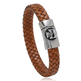Bracelet Homme Tête de Mort Aimanté en Cuir - Mon Bracelet Homme