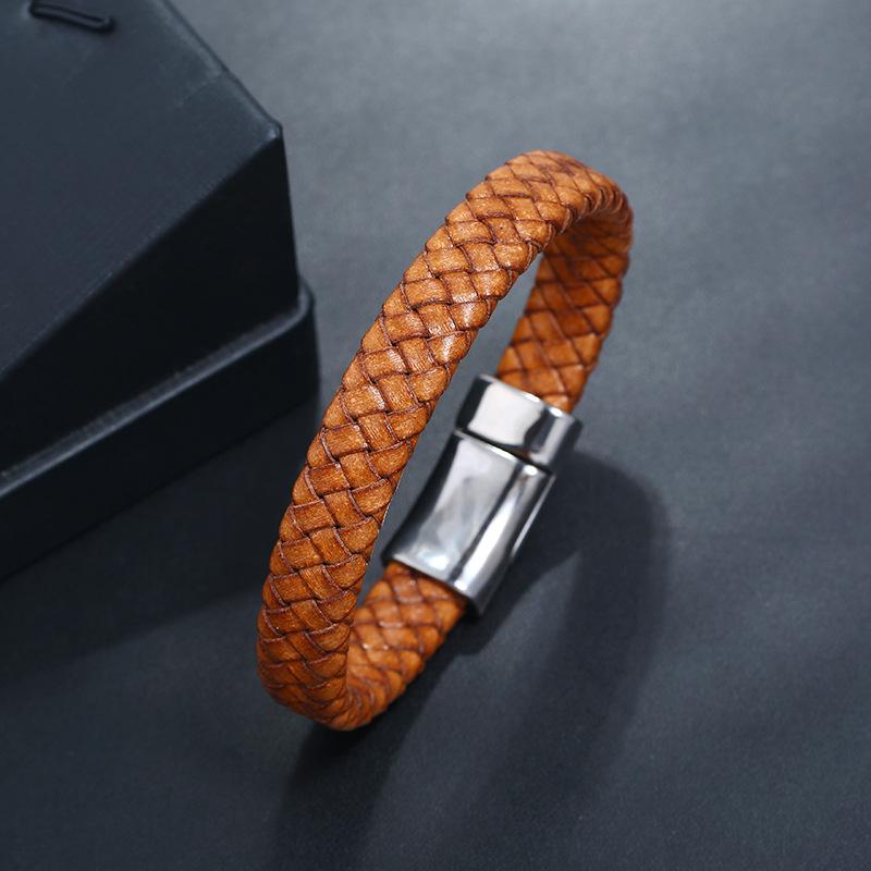 Bracelet Homme Tête de Mort Aimanté en Cuir - Mon Bracelet Homme