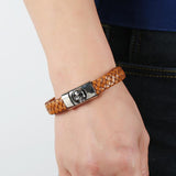 Bracelet Homme Tête de Mort Aimanté en Cuir - Mon Bracelet Homme
