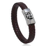 Bracelet Homme Tête de Mort Aimanté en Cuir - Mon Bracelet Homme