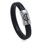 Bracelet Homme Tête de Mort Aimanté en Cuir - Mon Bracelet Homme