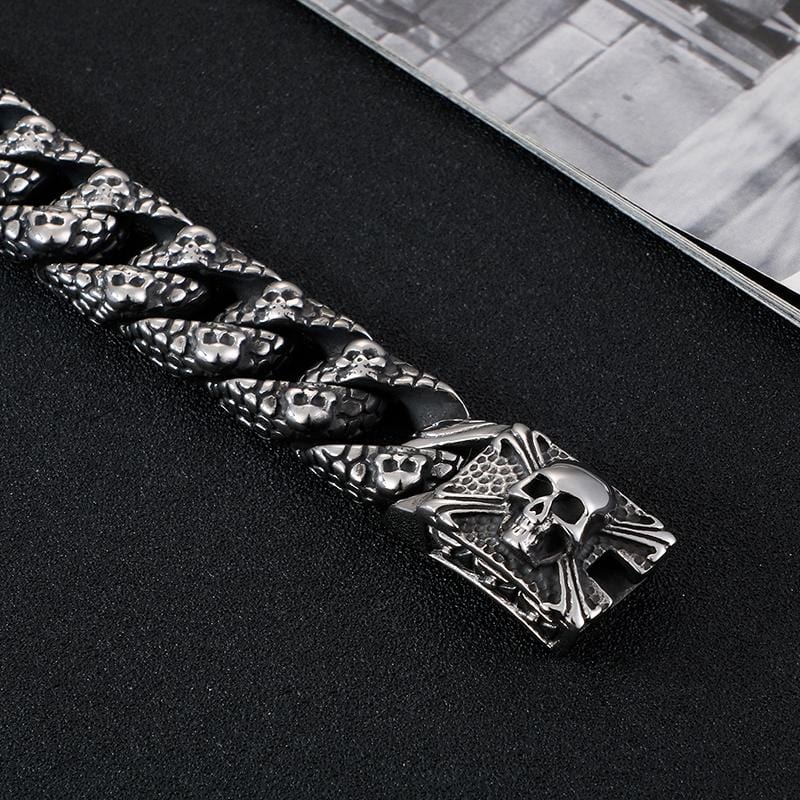 Bracelet Homme Tête de Mort Antique en Acier - Mon Bracelet Homme