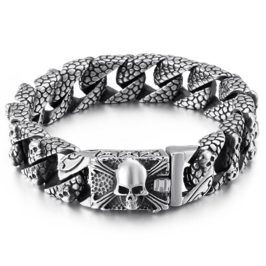 Bracelet Homme Tête de Mort Antique en Acier - Mon Bracelet Homme
