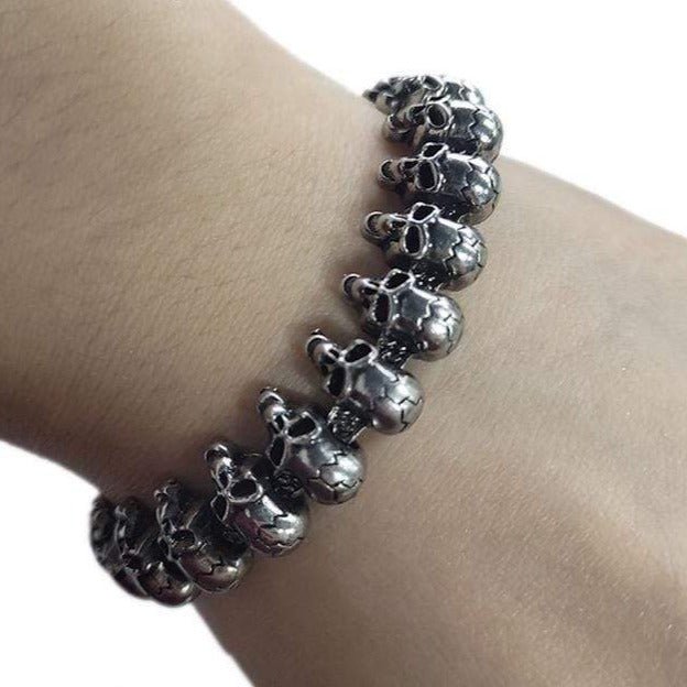 Bracelet Homme Tête de Mort Bijou Gothique en Acier - Mon Bracelet Homme