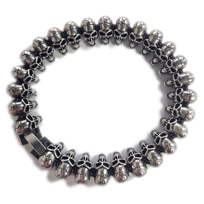 Bracelet Homme Tête de Mort Bijou Gothique en Acier - Mon Bracelet Homme