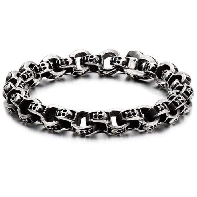 Bracelet Homme Tête de Mort Chaîne Macabre en Acier - Mon Bracelet Homme