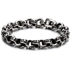 Bracelet Homme Tête de Mort Chaîne Macabre en Acier - Mon Bracelet Homme