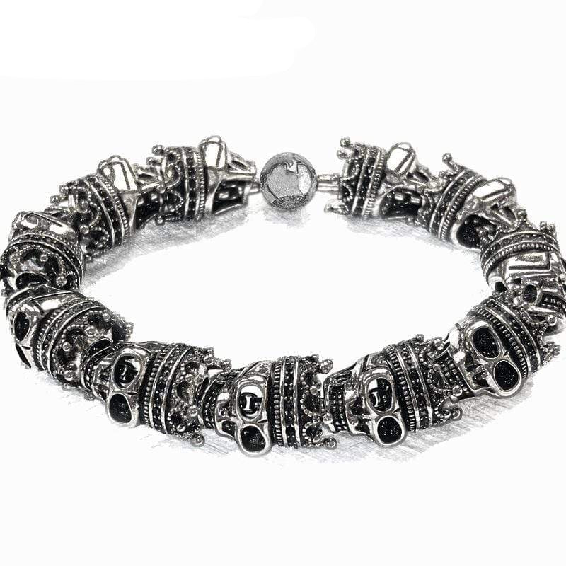 Bracelet Homme Tête de Mort Couronné en Acier - Mon Bracelet Homme