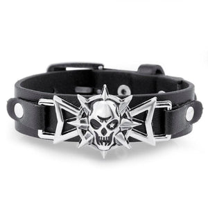 Bracelet Homme Tête de Mort en Cuir Punk - Mon Bracelet Homme