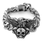 Bracelet Homme Tête de Mort et Aigle en Acier