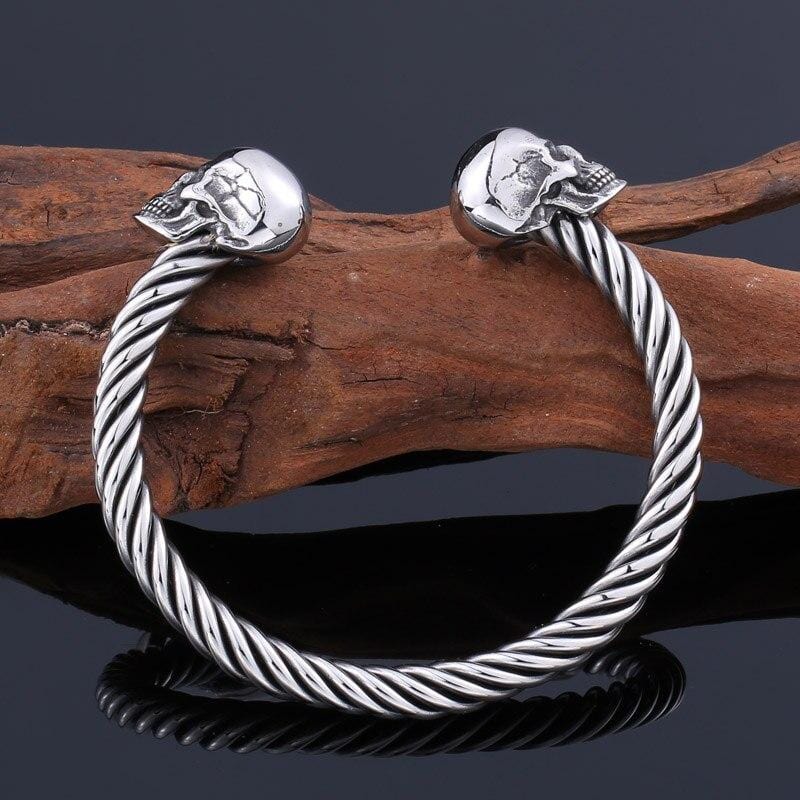 Bracelet Homme Tête de Mort Jonc Torsadé - Mon Bracelet Homme