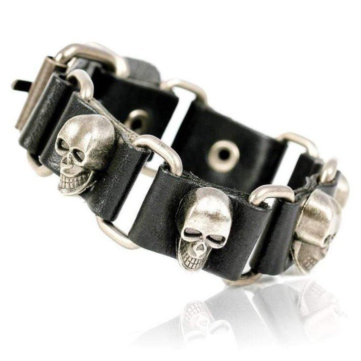 Bracelet Homme Tête de Mort Original en Cuir - Mon Bracelet Homme