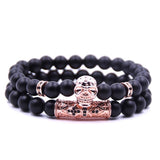 Bracelet Homme Tête de Mort Perles Noires - Mon Bracelet Homme