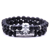 Bracelet Homme Tête de Mort Perles Noires - Mon Bracelet Homme