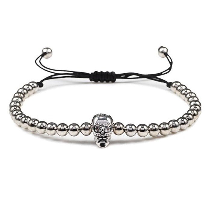 Bracelet Homme Tête de Mort Petites Perles - Mon Bracelet Homme