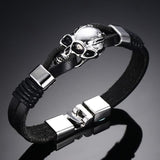 Bracelet Homme Tête de Mort Taille Unique en Cuir - Mon Bracelet Homme