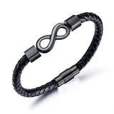 Bracelet Infini Aimanté en Cuir Noir Tressé pour Homme - Mon Bracelet Homme