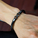 Bracelet Infini Aimanté en Cuir Noir Tressé pour Homme - Mon Bracelet Homme