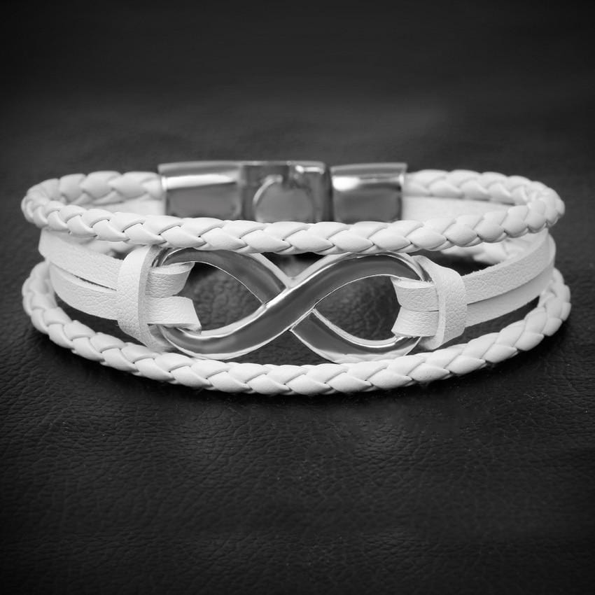 Bracelet Infini Avec Deux Lanières Tressées Pour Homme en Cuir - Mon Bracelet Homme