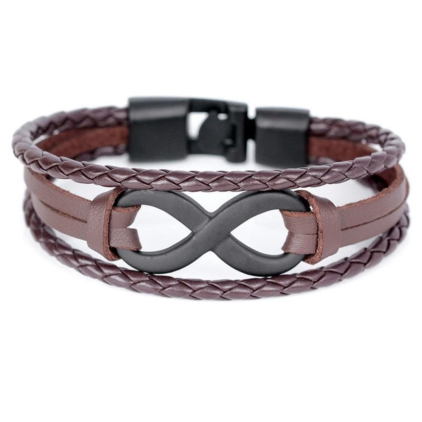 Bracelet Infini Avec Deux Lanières Tressées Pour Homme en Cuir - Mon Bracelet Homme