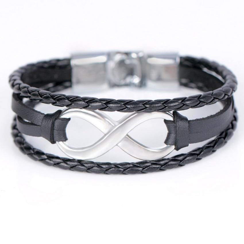 Bracelet Infini Avec Deux Lanières Tressées Pour Homme en Cuir - Mon Bracelet Homme
