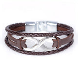 Bracelet Infini Avec Deux Lanières Tressées Pour Homme en Cuir - Mon Bracelet Homme