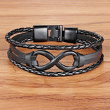 Bracelet Infini Avec Deux Lanières Tressées Pour Homme en Cuir - Mon Bracelet Homme