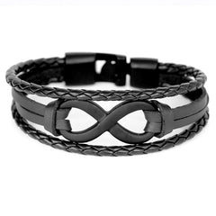 Bracelet Infini Avec Deux Lanières Tressées Pour Homme en Cuir
