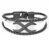 Bracelet Infini Avec Deux Lanières Tressées Pour Homme en Cuir - Mon Bracelet Homme