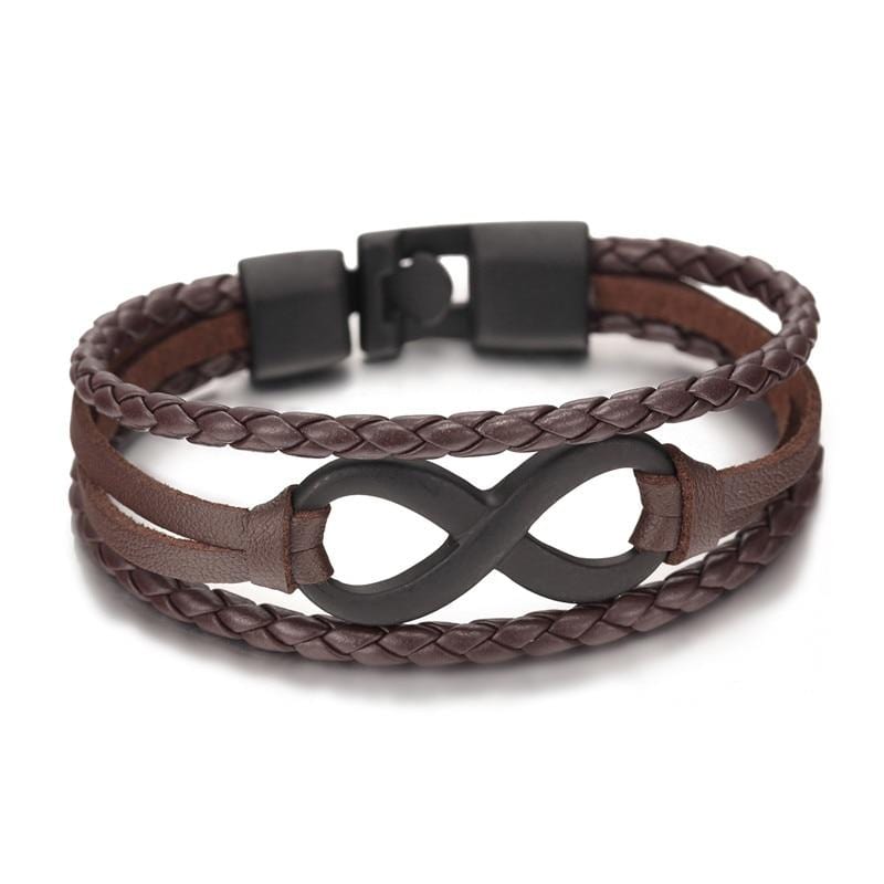 Bracelet Infini Avec Fermoir À Bascule Pour Homme en Cuir - Mon Bracelet Homme