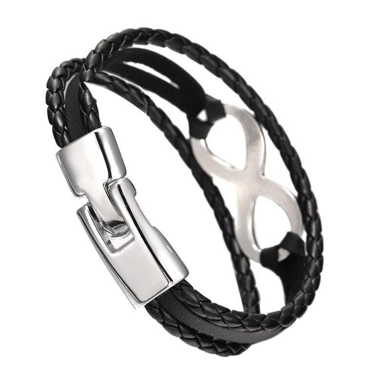 Bracelet Infini Avec Fermoir À Bascule Pour Homme en Cuir - Mon Bracelet Homme