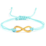 Bracelet infini Bleu Réglable en Corde Tressée