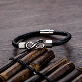 Bracelet Infini Cuir Noir Tressé Luxueux pour Homme - Mon Bracelet Homme