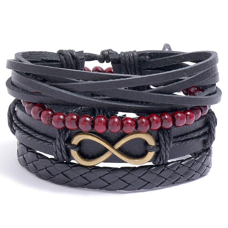 Bracelet Infini en Alliage et Cuir Style Vintage Bohème - Mon Bracelet Homme