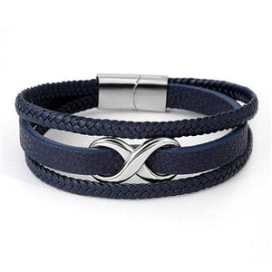 Bracelet Infini en Cuir Bleu pour Petit Poignet - Mon Bracelet Homme