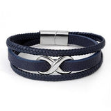 Bracelet Infini en Cuir Bleu pour Petit Poignet