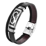 Bracelet Infini En Cuir Et En Acier Inoxydable Pour Homme