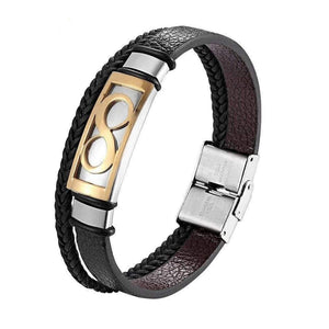 Bracelet Infini En Cuir Et En Acier Inoxydable Pour Homme - Mon Bracelet Homme