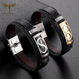 Bracelet Infini En Cuir Et En Acier Inoxydable Pour Homme - Mon Bracelet Homme
