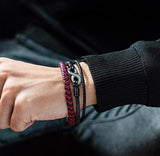 Bracelet Infini en Cuir Rouge et Noir pour Homme - Mon Bracelet Homme