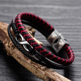 Bracelet Infini en Cuir Rouge et Noir pour Homme - Mon Bracelet Homme