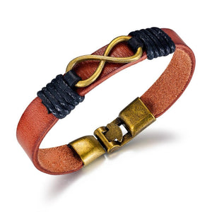 Bracelet Infini en Cuir Vintage Marron pour Homme - Mon Bracelet Homme