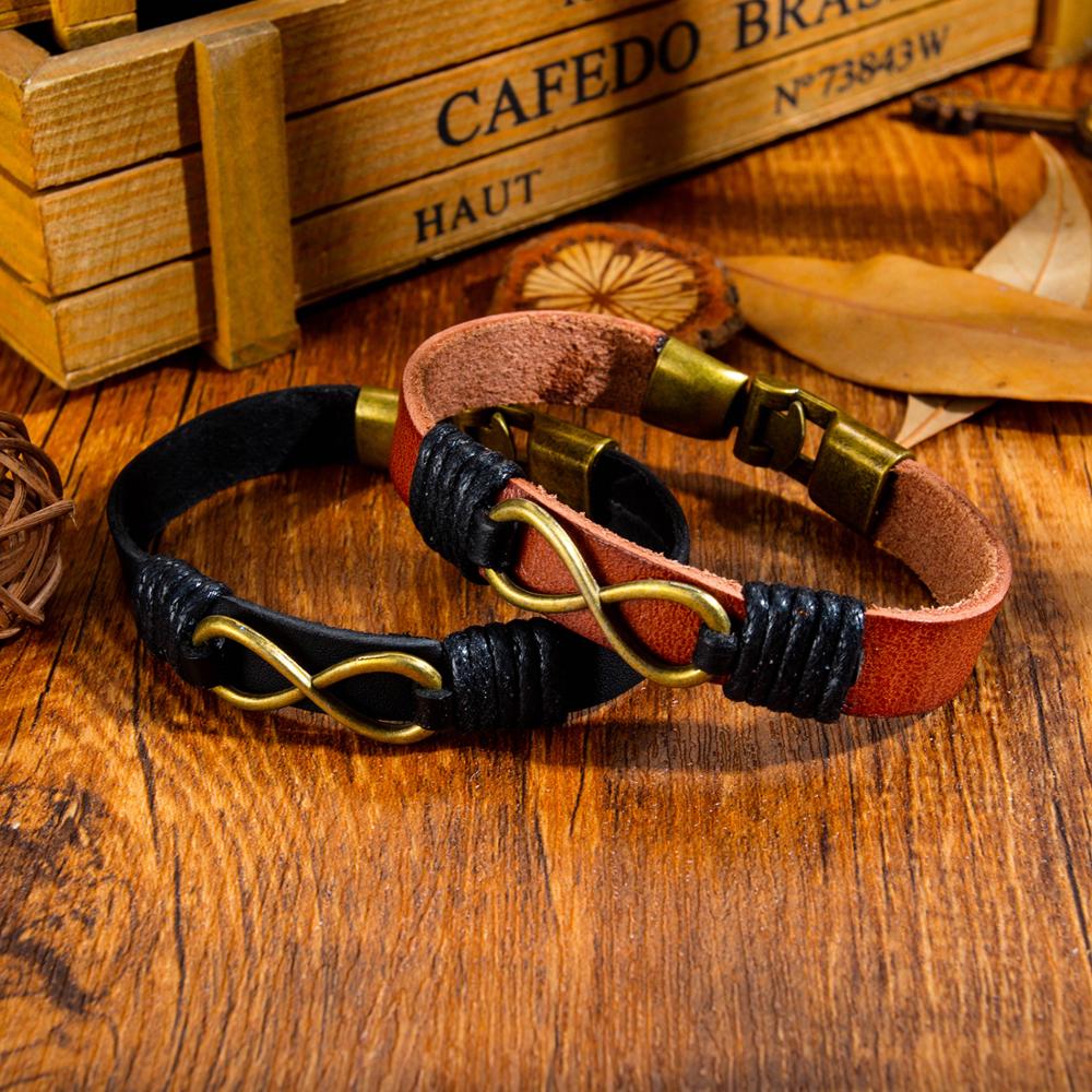 Bracelet Infini en Cuir Vintage Marron pour Homme - Mon Bracelet Homme