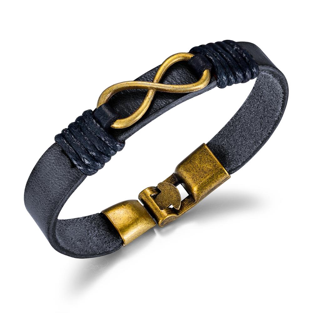 Bracelet Infini en Cuir Vintage Noir pour Homme - Mon Bracelet Homme