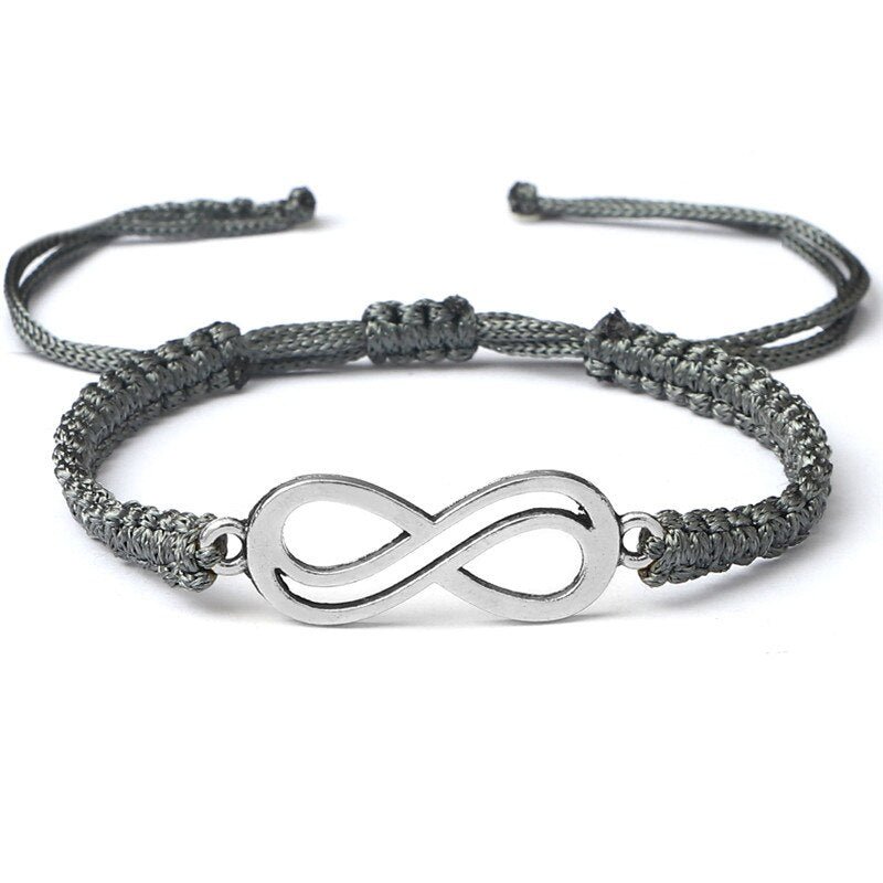 Bracelet Infini Gris Tressé en Corde - Mon Bracelet Homme