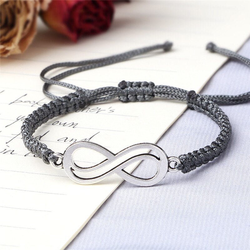 Bracelet Infini Gris Tressé en Corde - Mon Bracelet Homme